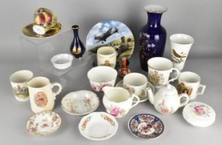 A Collection of Various Ceramics to Comprise Meissen Dish, Coalport Bird Pedestal Vase, KPM Vase, '