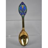 A Michelsen: A Danish Enamel and Gilt Silver Spoon for Christmas 1984, 46gms, 16.5cms Long