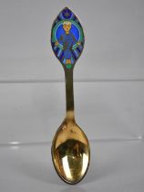 A Michelsen: A Danish Enamel and Gilt Silver Spoon for Christmas 1984, 46gms, 16.5cms Long