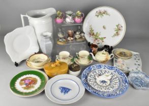A Collection of Various Ceramics to Comprise Continental Ewers, Miniature Cup and Saucer, Large