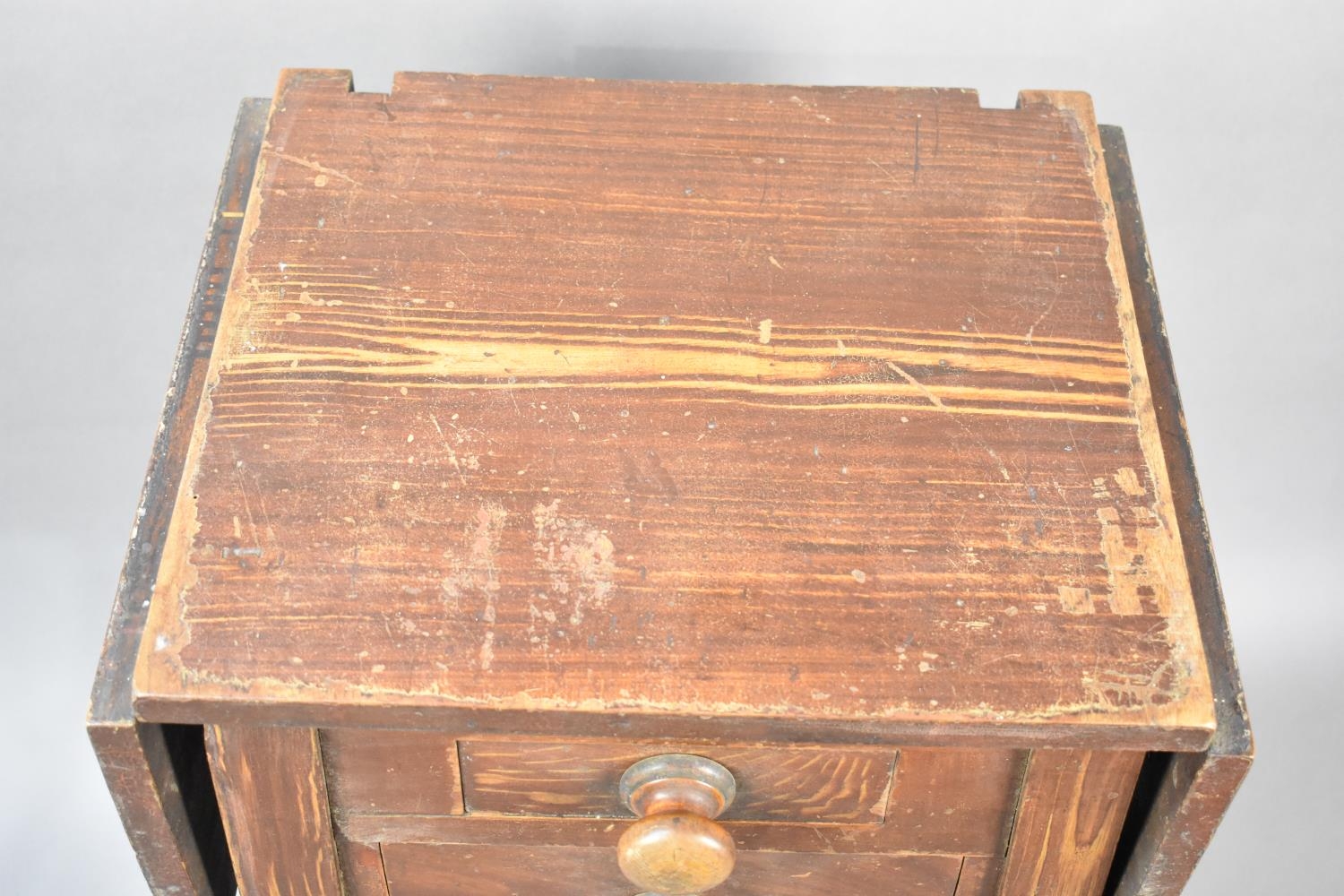 An Early/Mid 20th Century Stained Pine Scumble Glazed Style Drop Leaf Work Table with one Long and - Image 2 of 3