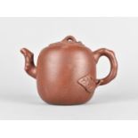 A Chinese Yixing Teapot, Stylised Spout and Handle with Incised Inscription and Sealmark to Base,