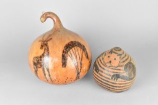 Two African Decorated Gourd Items