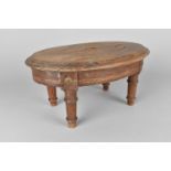 A Small 19th Century Regency Stool with Oval Top Having Parquetry Trim and Brass Sunburst Mounts