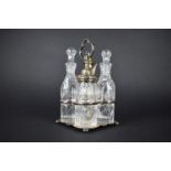 A Glass and Silver Plate Four Bottle Cruet on Fitted Stand with Presentation Inscription