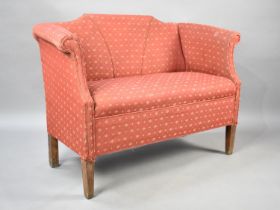 A Two Seater Upholstered Settee with Scrolled Arms and Shaped Back, 107cm Wide