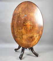 A 19th Century Mahogany String Inlaid Loo Table with Carved Quadrant Supports, Top with Urn Inlaid