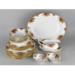 A Royal Albert Dinner Service to Comprise Large Platter, Sauce Boat (Piece Glued) and Stand, Seven