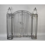 A Wrought Metal Garden Entrance Gate, The Gate  is 40cmx121cm and the Post are 20cm in Width and