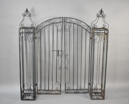 A Wrought Metal Garden Entrance Gate, The Gate  is 40cmx121cm and the Post are 20cm in Width and