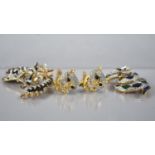 Two Vintage Jewelled Gold Tone Brooches by A&S, Coiled Serpent and Tiger together with a Pair of