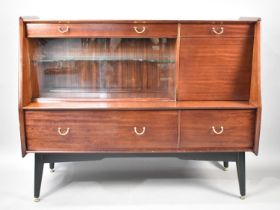 A G-Plan E Gomme Sideboard with Base Long Drawer Flanked by Short Drawers and Surmounted by Glazed