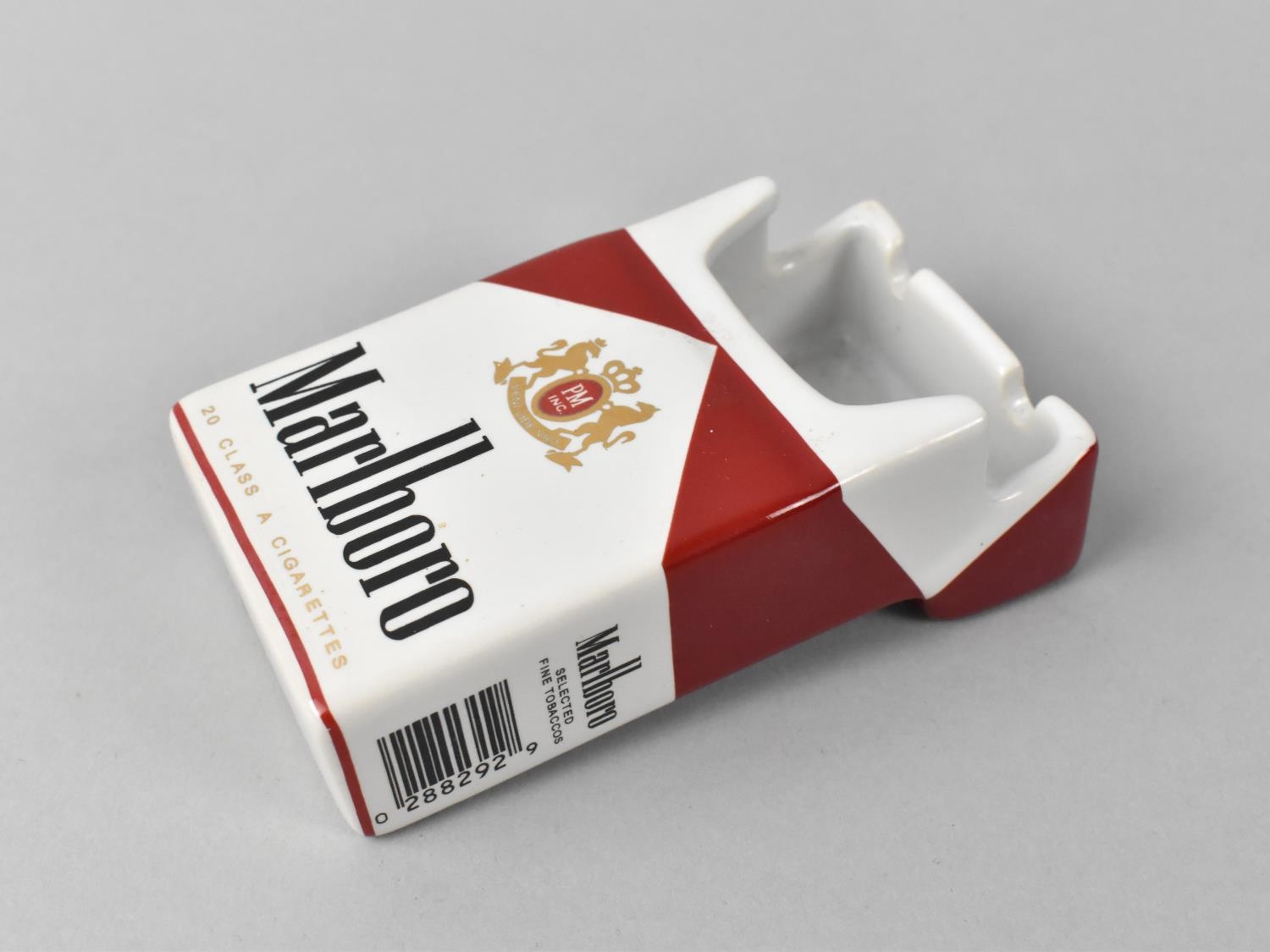 A Ceramic Adveritings Marlborough Ashtray Modelled as a Pack of Cigarettes, 10cms High with Box