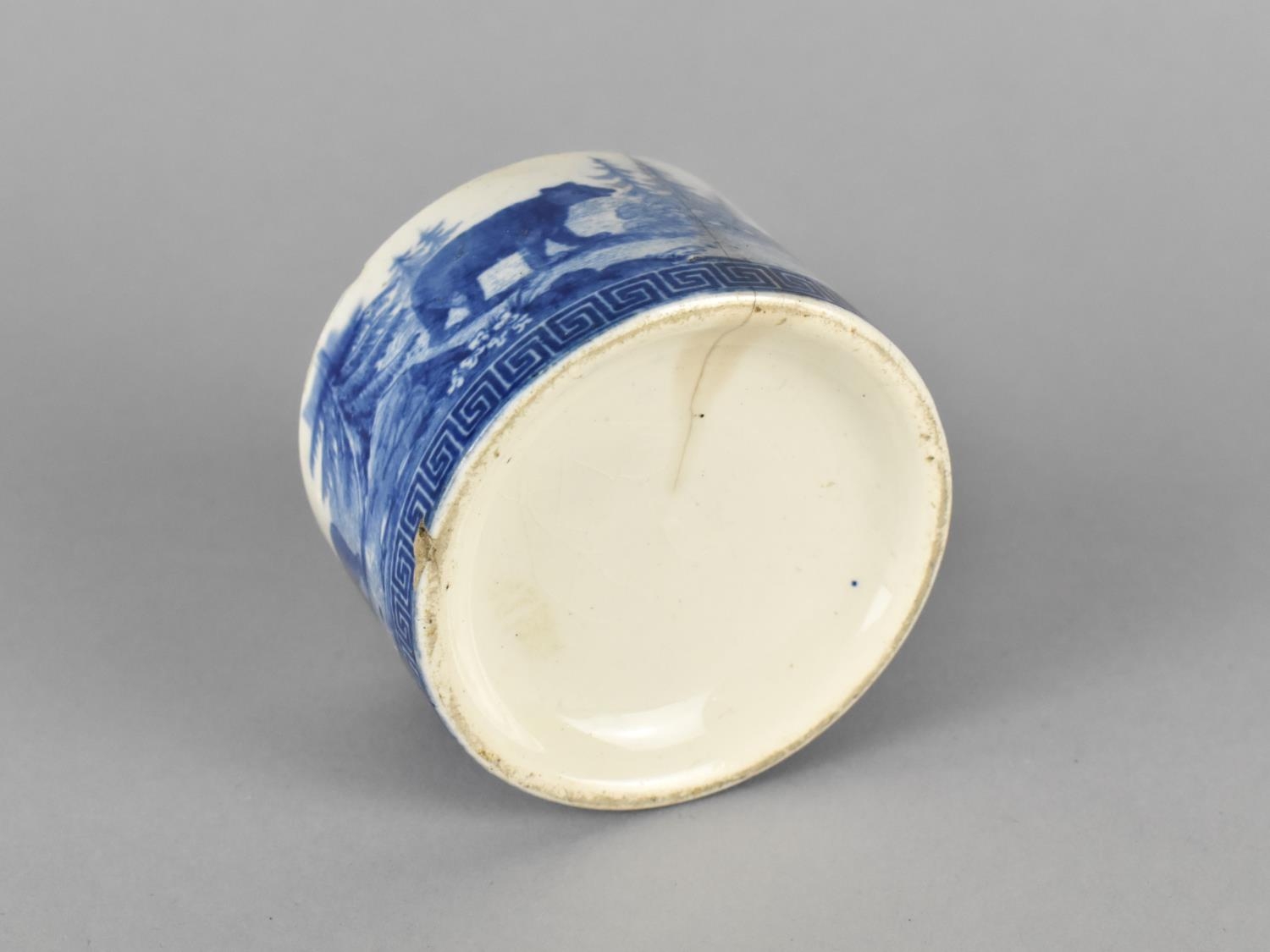 An Early 19th Century Blue and White Transfer Printed Pot decorated with Bear in Forest Scene, - Image 6 of 6