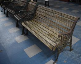 A Cast Metal Ended and Wooden Slatted Garden Bench, 124cm wide