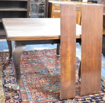 A Mahogany Drop Leaf Dining Table on Cabriole Supports with one Leaf, No Winder (Some Condition