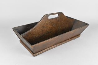 A 19th Century Country House Cutlery Tray with Central Divider and Cut Out Handle, 43cms Wide by