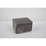 A Small Silver Plated Velvet Lined Casket in the Oriental Style, Irises, 55x45x32mm High