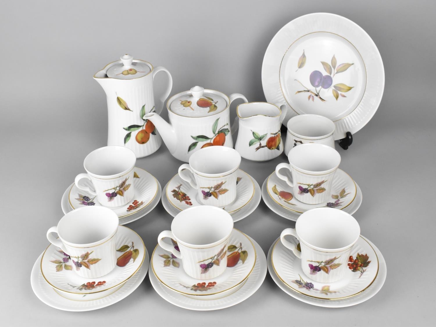 A Royal Worcester Evesham Tea Set to Comprise Six Cups, Six Saucers, Plate, Milk Jug, Sugar Bowl,