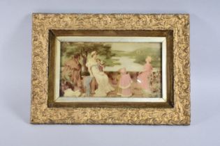 A Late Victorian/Edwardian Crystoleum Depicting Family in Exterior Setting, Housed in Ornate Gilt