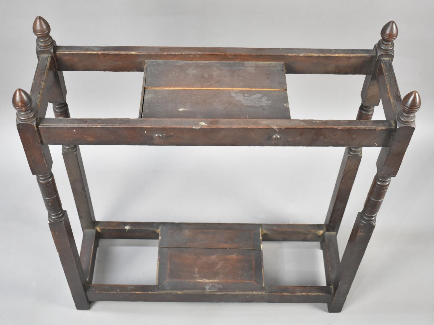 An Early 20th Century Stick Stand Frame with Vase Finials, Missing Drip Trays, 67x22x77cms High - Image 2 of 2