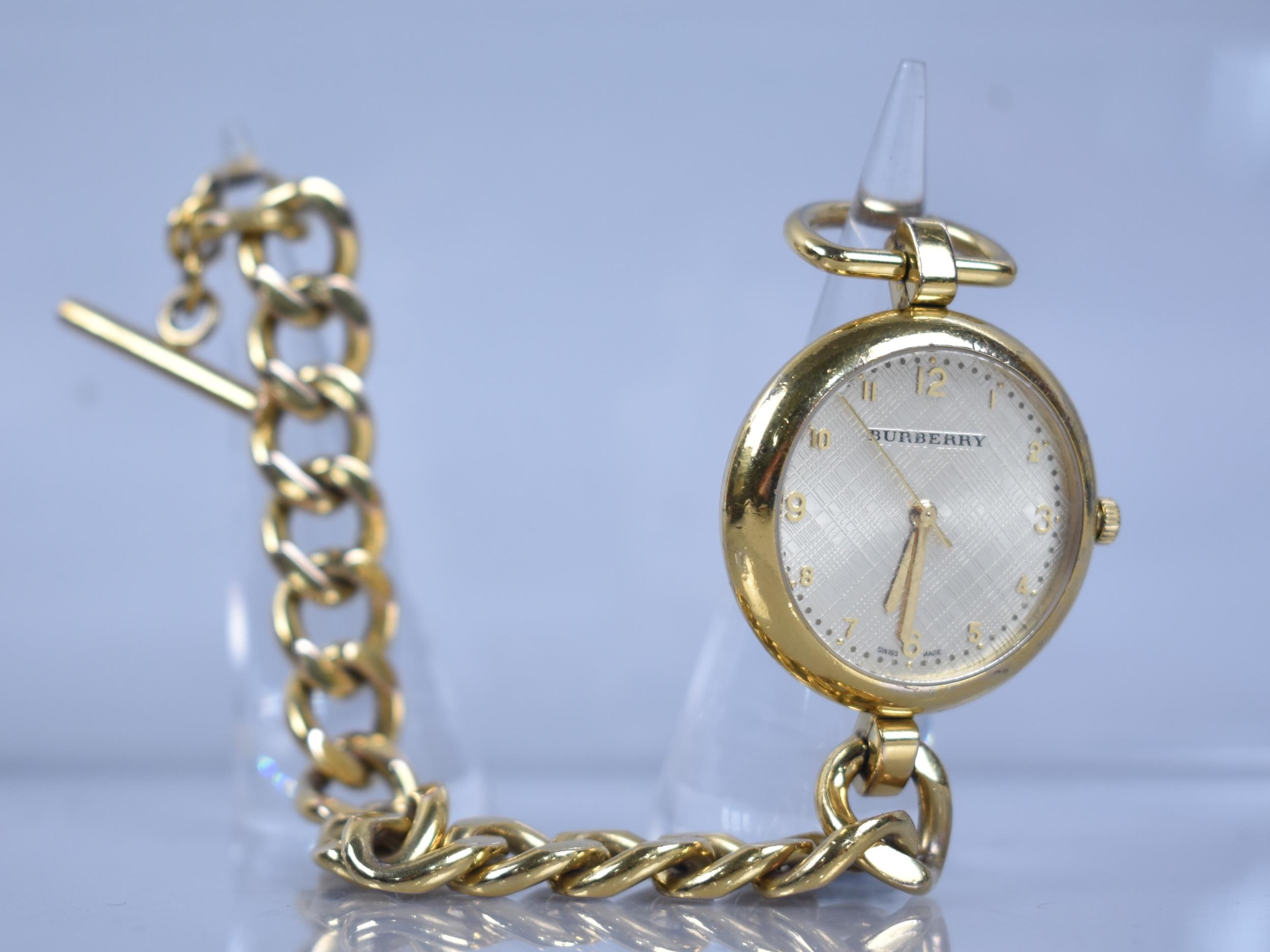 A Boxed, Gilt Silver, Burberry Waterloo Wristwatch, Gilt Linen Textured Dial having Arabic - Image 3 of 6