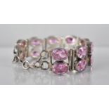 A Large and Heavy Silver and Jewelled Bracelet, Two Rows of Oval Mixed Cut Stones, 74.6gms