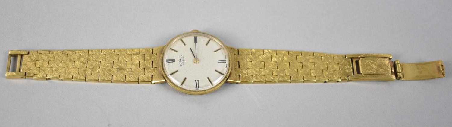 A Gold Plated Vintage Mechanical Rotary Wrist Watch, Silvered Linen Textured Dial, 30.8mm Round - Image 2 of 2