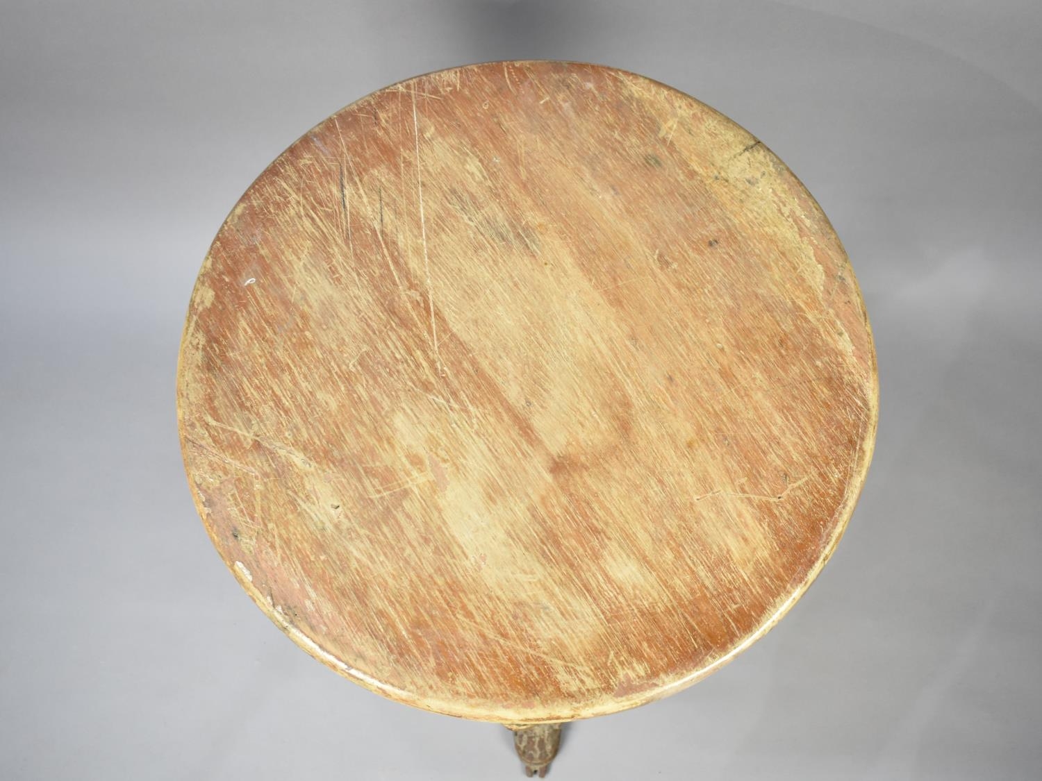 A Gilt Painted Vintage Cast Metal Circular Topped Britannia Pub Table, 60cms Diameter - Image 3 of 3