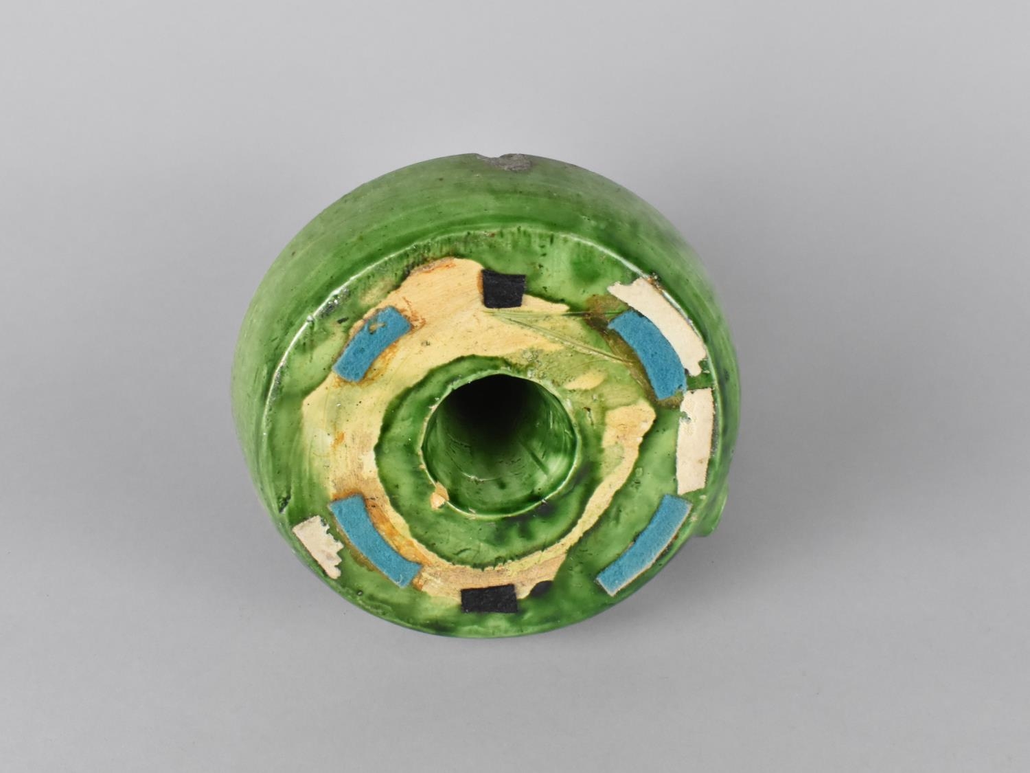 A Green Glazed Pottery Bedchamber Stick, 15cms High - Image 3 of 3