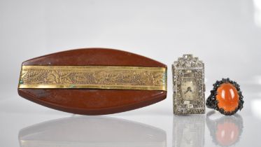A Collection of Vintage Jewellery to include White Metal and Paste Stone Art Deco Brooch Watch, An