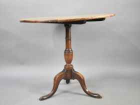 A 19th Century Snap Top Table with Pad Feet, Top Faded with vase Support, 81cms Diameter