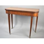 A 19th Century String Inlaid Games Table with Baize Top, Tapering Square Supports Culminating in