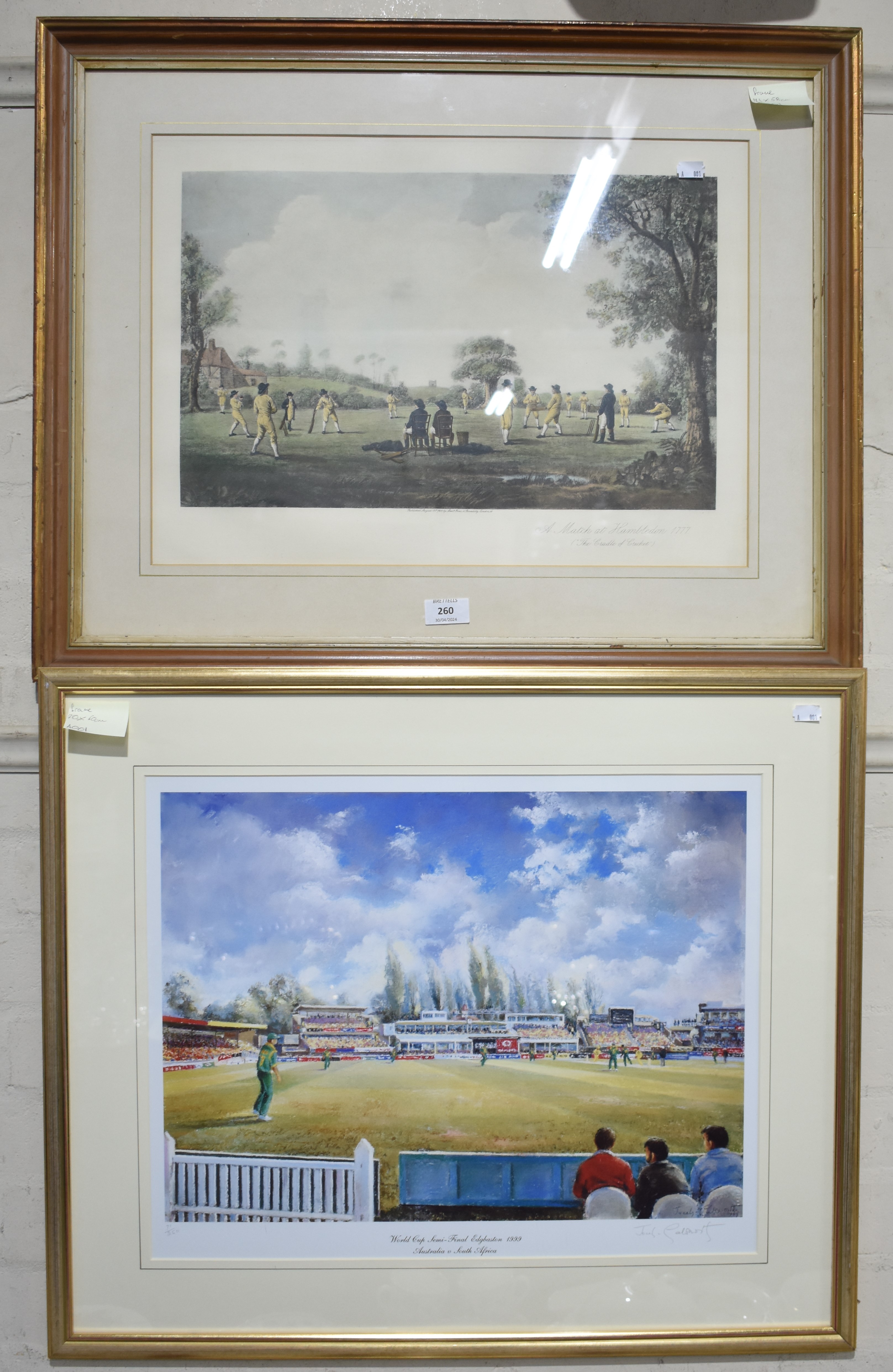 A Framed Cricketing Print together with a Further Cricketing Print, World Cup Semi-Final 1999,