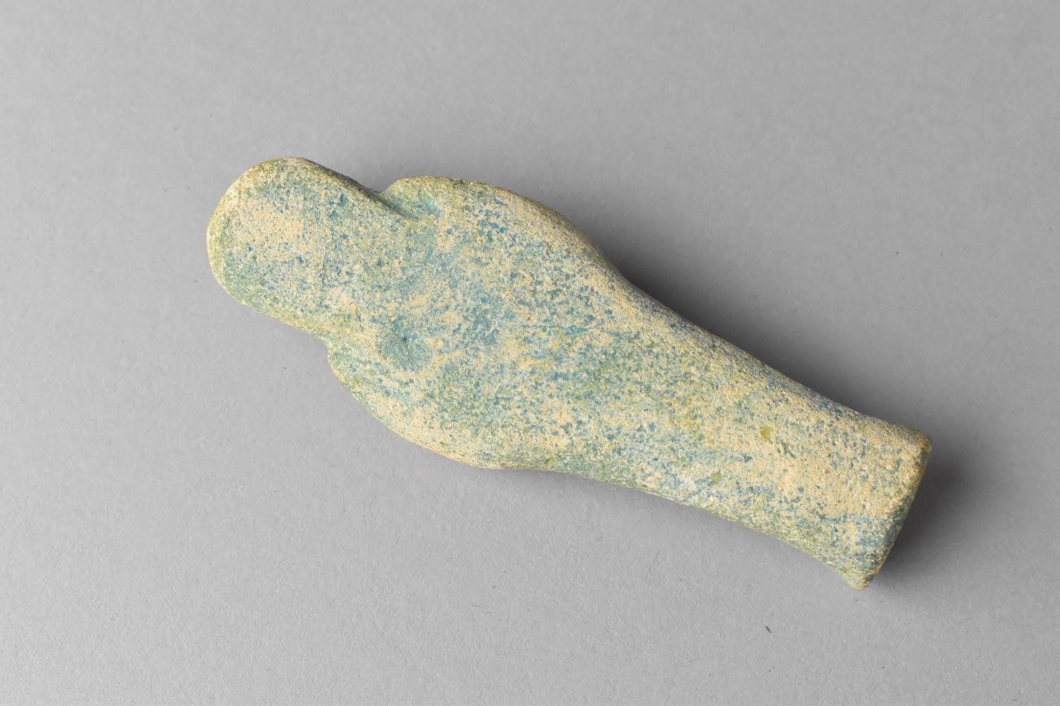 An Egyptian Blue Glazed Faience Ushabti Figure in Typical Mummified Form, 9cms High - Image 3 of 3