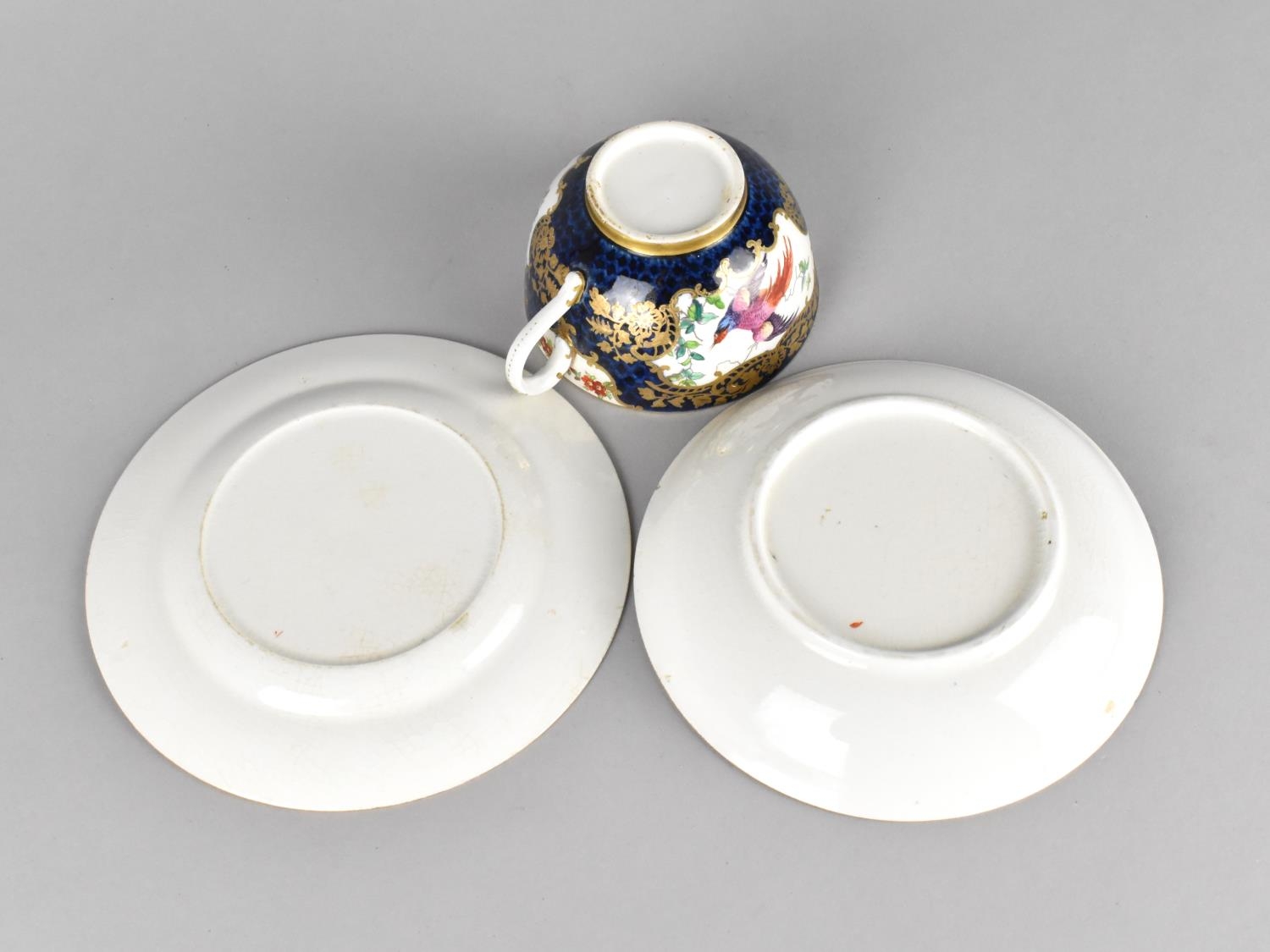 An 18th/19th Century Worcester Type Tea Trio to comprise Cup, Saucer and Plate, Decorated with - Image 3 of 3