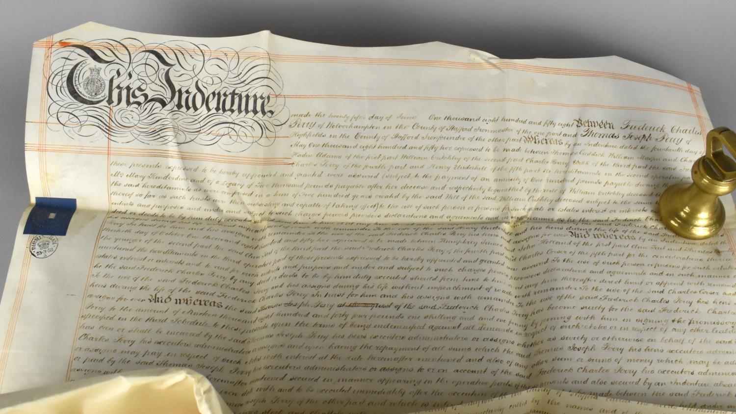 A 19th Century Indenture on Vellum Dated 1858 - Image 3 of 6