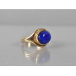 A Nice Quality Heavy Lapis Lazuli and 9ct Gold Mounted Ring, Oval Cabochon Stone 8.8mm by 11.4mm,
