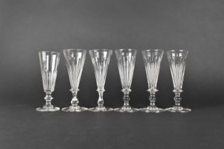 A Set of Five Plus One 19th Century Champagne Flutes, 16cm high (Some Condition Issues)