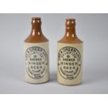 Two Stoneware Lee & Green Ltd Champion Brewed Ginger Beer Bottles, 18cms High