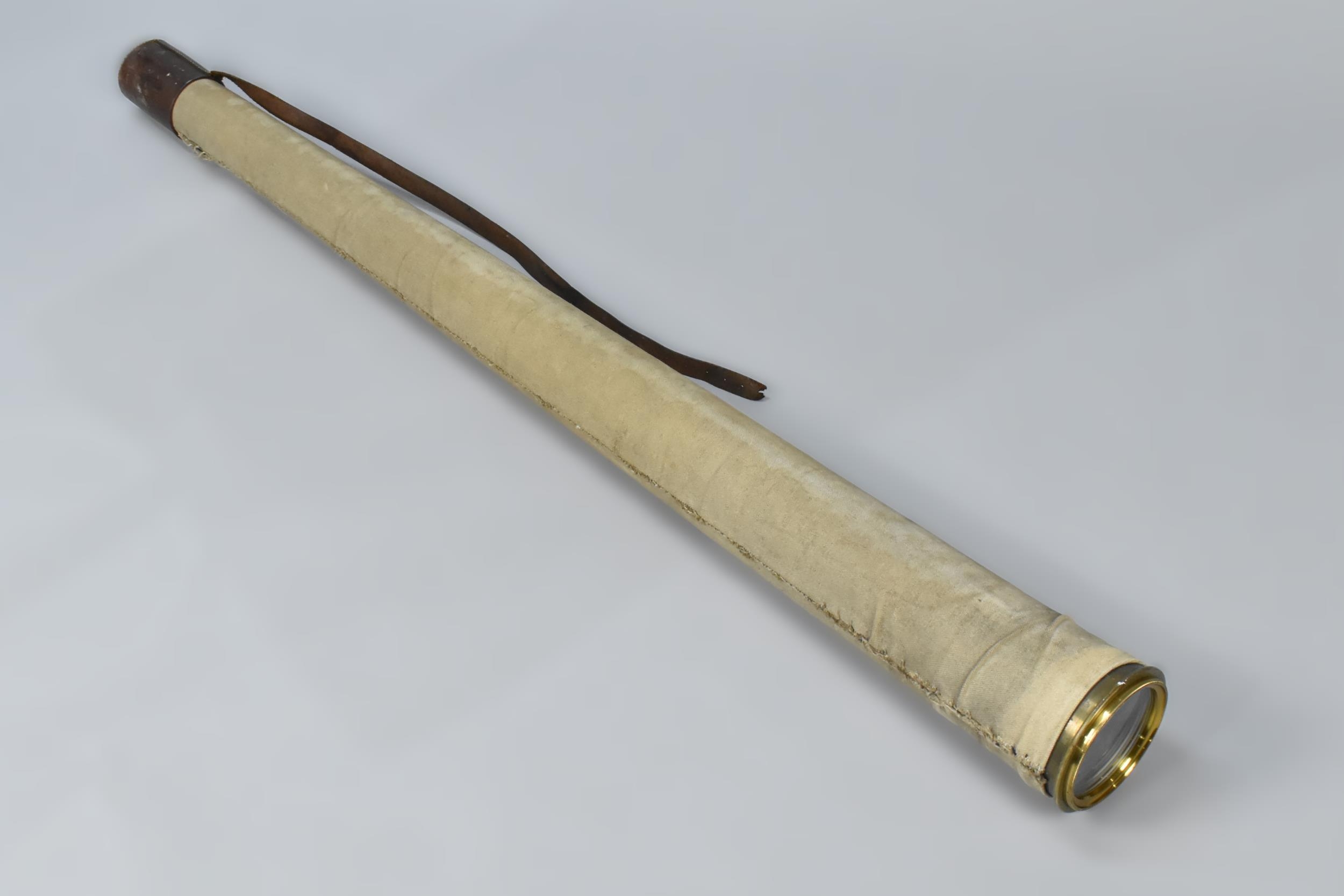 A Large Broadhurst, Clarkson & Co. of London Telescope with Canvas Bound Body and Leather Cover,