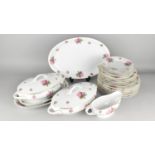 A KPM German Porcelain Rose Decorated Dinner Service to Comprise Lidded Tureens, Platters, Plates