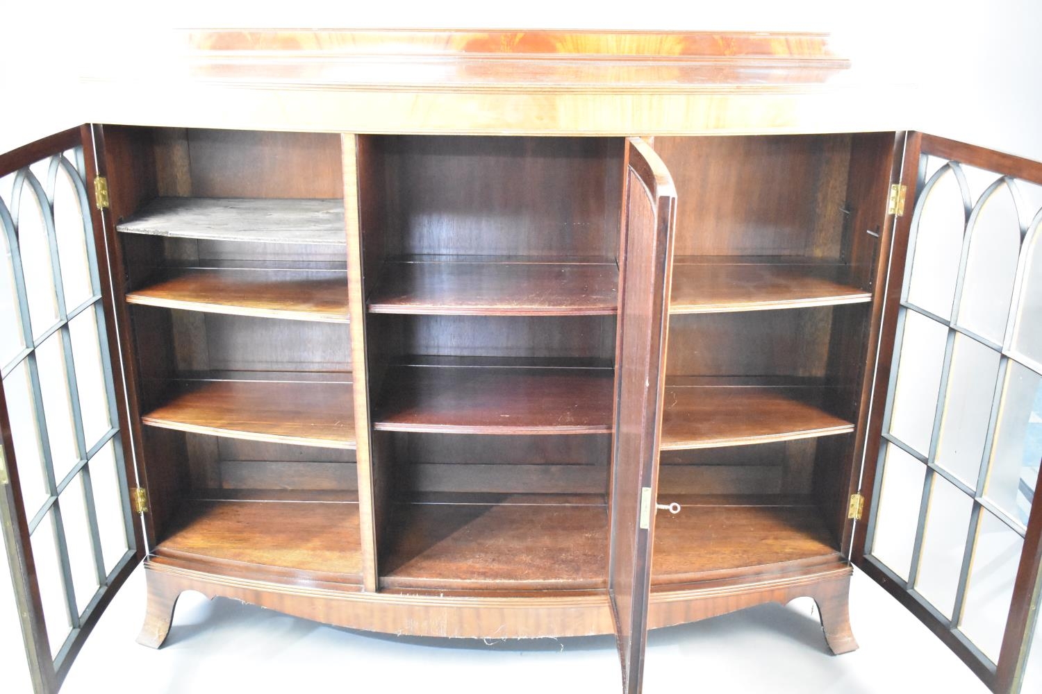 A Mid 20th Century Mahogany Sideboard Cabinet with Galleried Back, the Central Cupboard Flanked by - Image 4 of 4