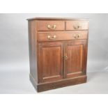 A 19th Century Oak Cabinet with Bottom Cupboard Base Surmounted by One Long and Two Short Drawers