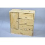 A Vintage Pine Cabinet with Bottom Long Drawer Surmounted by Three Short Drawers Flanked by Single