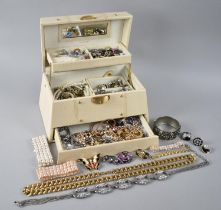 A Fitted Rowallan Jewellery box Containing Large Quantity of Costume Jewellery to include Trifari