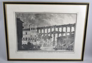 A Hogarth Framed 19th Century Engraving After Brambia, Segovia Aqueduct, 36x51cm