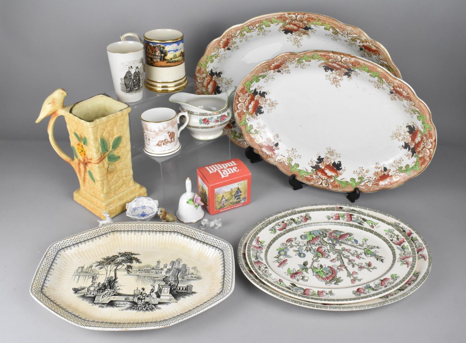 A Collection of Ceramics to Comprise Meat Plates, a 19th/20th Century Transfer Printed Porcelain