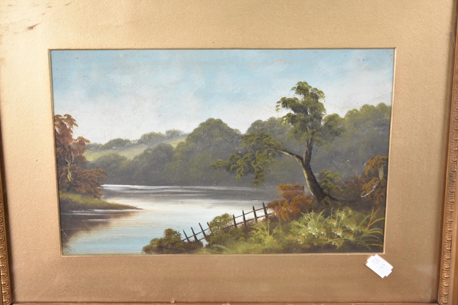 A Pair of Gilt Framed Oils on Card, River Scene, Frames 52x42cms, Glazed, Condition Issues to Frames - Image 3 of 3