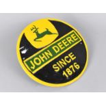 A Cast Metal Reproduction Sign for John Deere, 24cms Diameter, Plus VAT